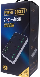IQ Power Strip T09-PD (3 розетки + 4 USB + 2 Type-C) 2m