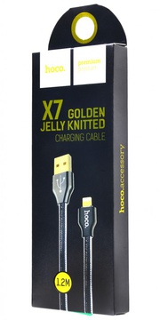 Hoco X7 Golden Jelly Knitted Lightning Cable (1.2m) Black