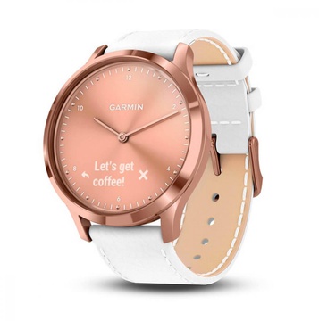 Garmin Vivomove HR 18K Rose Gold Stainless Steel Case with White Italian Leather Band (010-01850-AB)