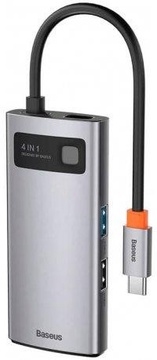Baseus Metal Gleam Series 4-in-1 Multifunctional Type-C HUB Docking Station (2xUSB3.0 + 4KHD + Type-C) Gray (CAHUB-CY0G)