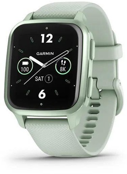Garmin Venu Sq 2 Metallic Mint Aluminum Bezel with Cool Mint Case and Silicone Band (010-02701-02/12)
