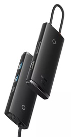 Baseus Lite Series 6-in-1 (Type-C to HDMI + 2xUSB 3.0 + PD + SD/TF) Black