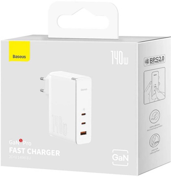 Baseus GaN5 Pro Fast Charger 2C+U 140W White w/Type-C to Type-C cable (CCGP100202)