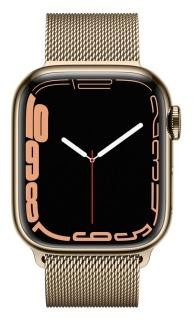 Apple Watch Series 7 GPS + Cellular 45mm Gold Stainless Steel Case with Gold Milanese Loop (MKJG3, MKJY3)