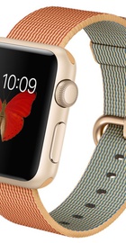 Apple Watch Sport 38mm Gold Aluminum Case with Gold/Red Woven Nylon (MMF52)