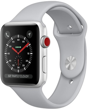Apple Watch Series 3 GPS + Cellular 42mm Silver Aluminum Case w. Fog Sport B. (MQKM2)