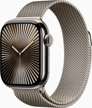 Apple Watch Series 10 GPS + Cellular 42mm Natural Titanium Case With Natural Milanese Loop (MWXF3)