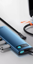 Hub Baseus Metal Gleam Multi-functional 8-in-1 (PD, USB, HDMI, RJ45) (CAHUB-CV0BL) Blue