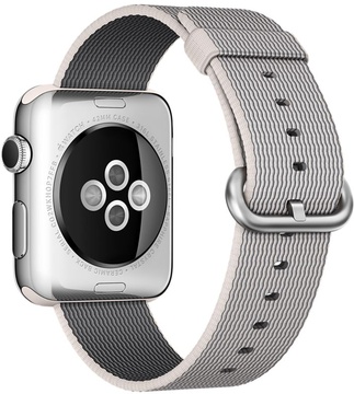 Apple Watch 42mm Stainless Steel Case with Pearl Woven Nylon (MMG02)