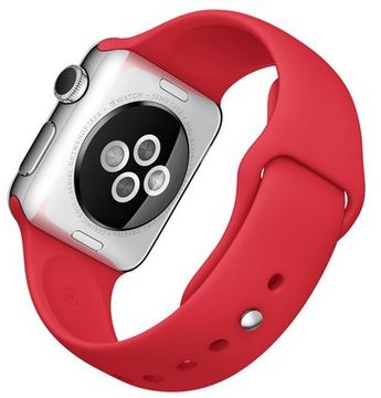 Apple Watch 38mm Stainless Steel Case with Red Sport Band (MLLD2)