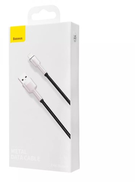 Кабель Baseus Cafule Metal Lightning 2.4A (0,25m) (black) (CALJK-01)