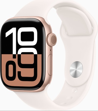 Apple Watch Series 10 GPS + Cellular 42mm Rose Gold Aluminum Case With Light Blush Sport Band - M/L (MWXA3)