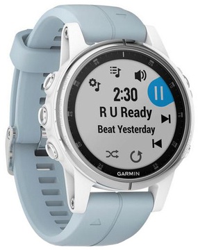 Garmin fenix 5S Plus Glass,Wht w/Sea Foam Bnd (010-01987-23)
