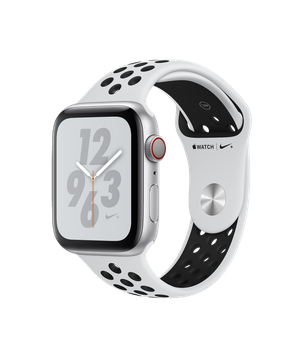 Apple Watch Nike+ Series 4 GPS + Cellular 44mm Silver Aluminum Case with Pure Platinum/Black Nike Sport Band (MTXC2, MTXK2)