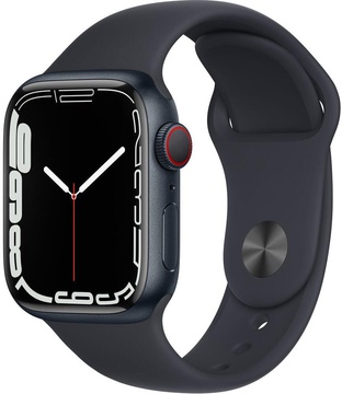 Apple Watch Series 7 GPS + Cellular 41mm Midnight Aluminum Case With Midnight Sport Band (MKH73, MKHQ3)