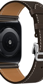 Apple Watch Hermes Series 4 GPS + Cellular 44mm Stainless Steel Case with Ebene Barenia Leather Single Tour Deployment Buckle (MU6U2)