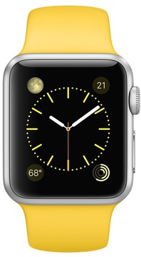 Apple Watch Sport 38mm Silver Aluminum Case with Yellow Sport Band (MMF02)