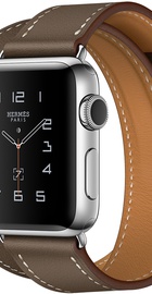 Apple Watch Hermes 38mm Series 2 Stainless Steel Case with Etoupe Swift Leather Double Tour (MNQ52)