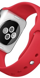 Apple Watch 38mm Stainless Steel Case with Red Sport Band (MLLD2)