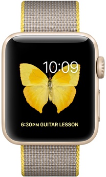 Apple Watch 38mm Series 2 Gold Aluminum Case with Yellow/Light Gray Woven Nylon (MNP32)