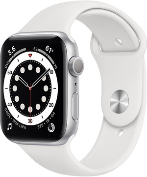 Apple Watch Series 6 44mm Silver Aluminum Case with White Sport Band (M00D3)