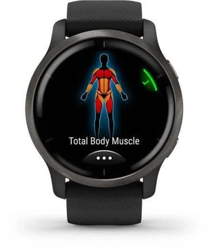 Garmin Venu 2 Slate Stainless Steel Bezel with Black Case and Silicone Band (010-02430-11/01)