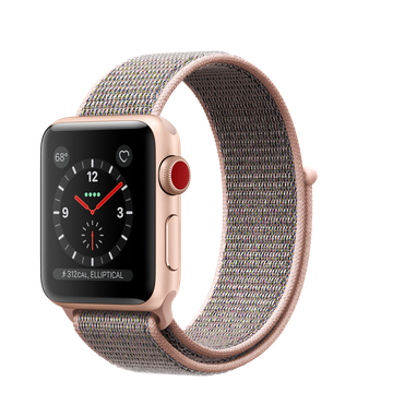 Apple Watch 38mm Series 3 GPS + Cellular Gold Aluminum Case with Pink Sand Sport Loop (MQJU2)