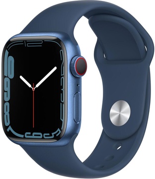Apple Watch Series 7 GPS + Cellular 41mm Blue Aluminum Case With Blue Sport Band (MKHC3)