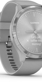 Garmin Vivomove 3 Silver Stainless Steel Bezel w. Powder Gray and Silicone B. (010-02239-00)