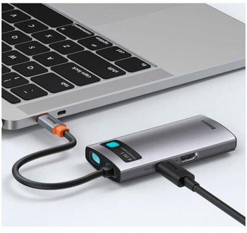 Baseus Metal Gleam Series 4-in-1 Multifunctional Type-C HUB Docking Station (2xUSB3.0 + 4KHD + Type-C) Gray (CAHUB-CY0G)