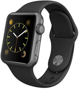 Apple Watch Sport 38mm Space Gray Aluminum Case with Black Sport Band (MJ2X2) CPO