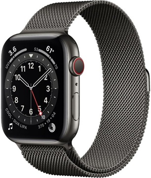 Apple Watch Series 6 GPS + Cellular 44mm Graphite Stainless Steel Case with Graphite Milanese Loop (M07R3, M09J3)