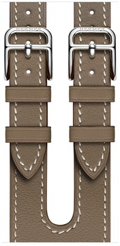 Apple Watch Hermes 38mm Series 2 Stainless Steel Case with Etoupe Swift Leather Double Buckle Cuff (MNQ72)