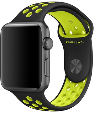 Apple Watch Nike Sport Band 38mm/40mm/41mm/42mm Black/Volt (MQ2H2)