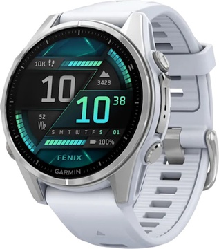 Garmin Fenix 8 43mm AMOLED Silver with Whitestone Silicone Band (010-02903-00)