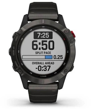 Garmin Fenix 6 Pro Solar Titanium Carbon Gray Dlc With Titanium Dlc Band (010-02410-23)