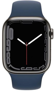 Apple Watch Series 7 GPS + Cellular 41mm Graphite Stainless Steel Case with Abyss Blue Sport Band (MKHJ3, MKJ13)