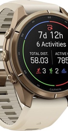 Garmin Fenix 9 Pro 43mm Autumn Gold Titanium with Cream/French Gray Silicone Band (010-04335-25/26)