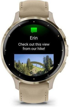 Garmin Venu 3S Soft Gold S. Steel Bezel w. French Gray Case and Leather Band (010-02785-55)
