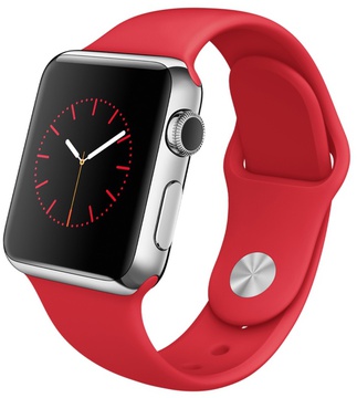 Apple Watch Sport 42mm Silver Aluminum Case with Red Sport Band (MMED2)