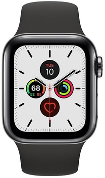 Apple Watch Series 5 GPS + Cellular 40mm Space Black Stainless Steel Case with Black Sport Band (MWWW2)