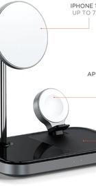 Satechi Aluminum 3 in 1 Magnetic Wireless Charging Stand Space Gray (ST-WMCS3M)