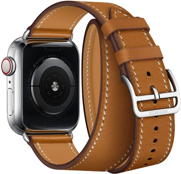 Apple Watch Hermes Series 4 GPS + Cellular 40mm Stainless Steel Case with Fauve Barenia Leather Double Tour (MU6P2)