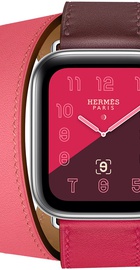Apple Watch Hermes Series 4 GPS + Cellular 40mm Stainless Steel Case with Bordeaux/Rose Extreme/Rose Azalee Swift Leather Double Tour (MU6R2)