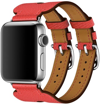 Apple Watch Hermes Leather Double Buckle Cuff 38mm/40mm/41mm/42mm Rose Jaipur Epsom (MNHT2)