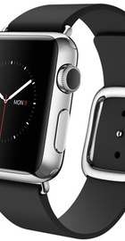Apple Watch 38mm Stainless Steel Case with Black Modern Buckle (MJYK2)