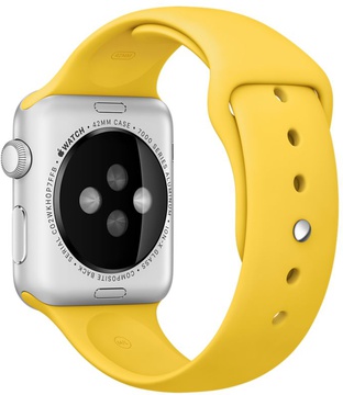 Apple Watch Sport 42mm Silver Aluminum Case with Yellow Sport Band (MMFE2)