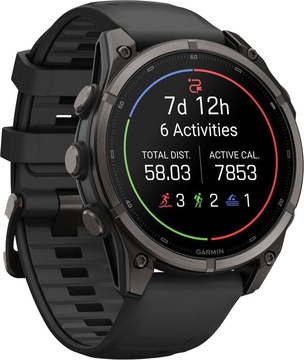 Garmin Fenix 9 47mm Carbon Gray DLC Titanium with Black Silicone Band (010-04762-10/11)