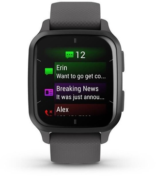 Garmin Venu Sq 2 Slate Aluminum Bezel with Shadow Gray Case and Silicone Band (010-02701-00/10)