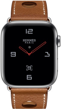 Apple Watch Hermes Series 4 GPS + Cellular 44mm Stainless Steel Case with Fauve Grained Barenia Leather Single Tour Rallye (MU9D2)